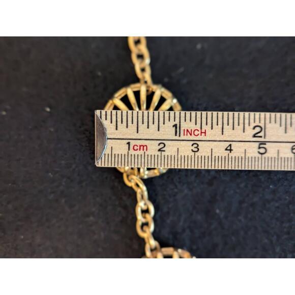 Vintage Necklace Womens 17 Inch Gold Tone Circle Hook Closure Statement Elegant - Picture 8 of 11